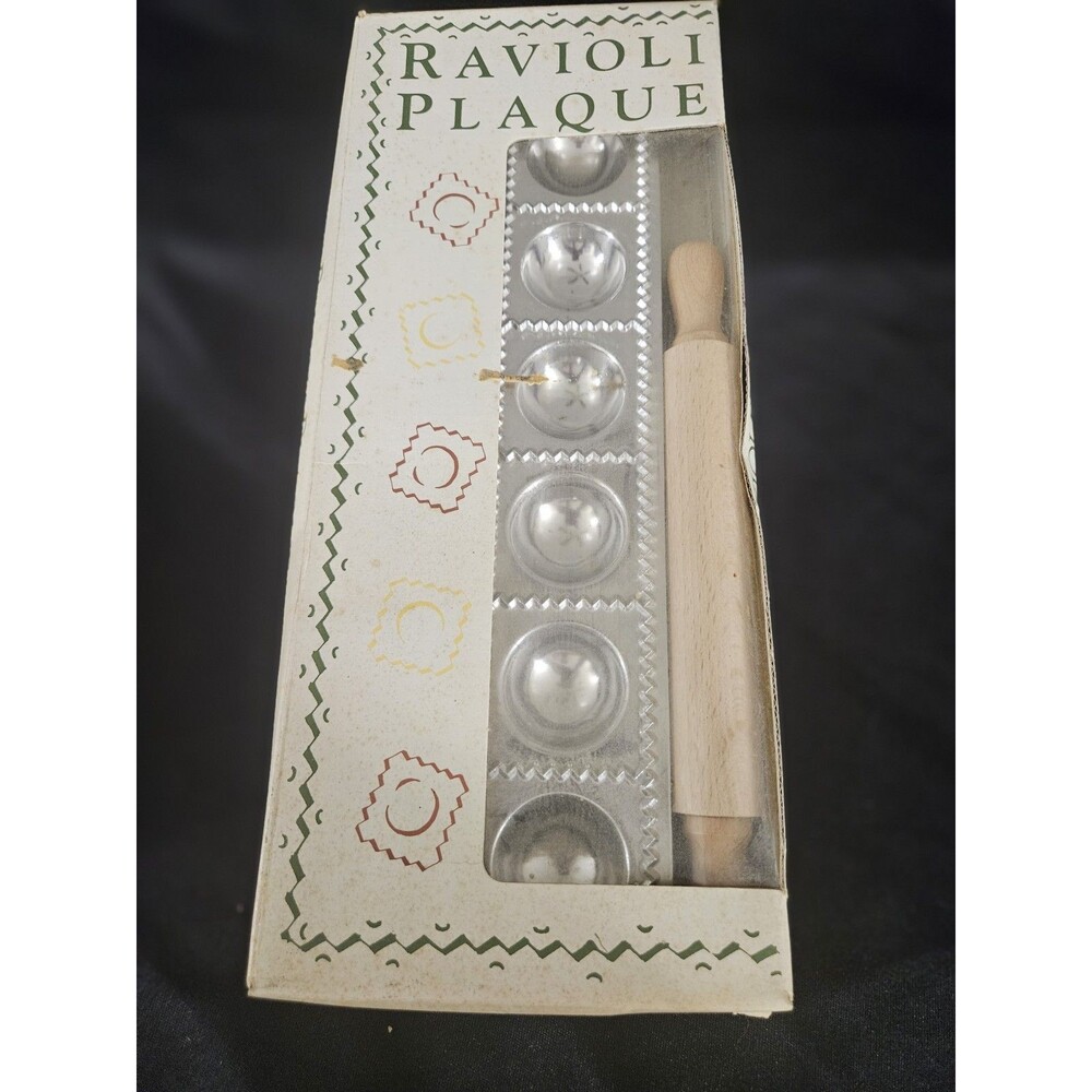 Vintage Made in Italy Risoli Ravioli Plaque with Rolling Pin New Old Stock